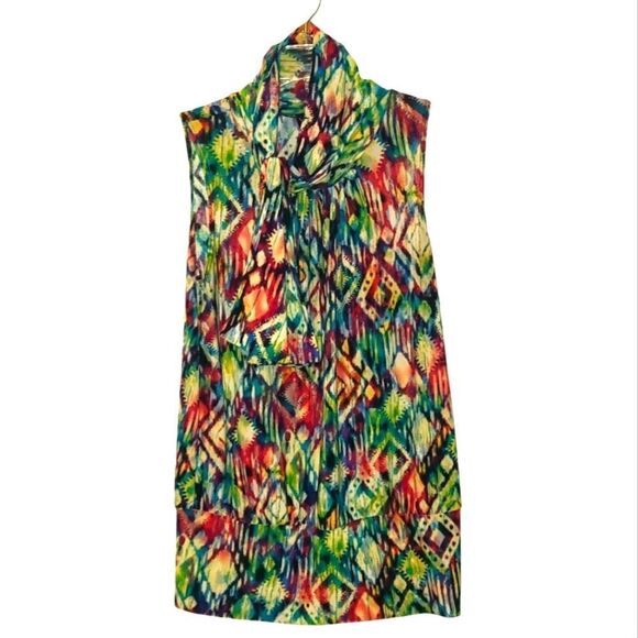 jason maxwell Tops - Jason Maxwell Tie Neck Watercolor Blouse